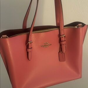 Coach Pink Leather Structured Tote